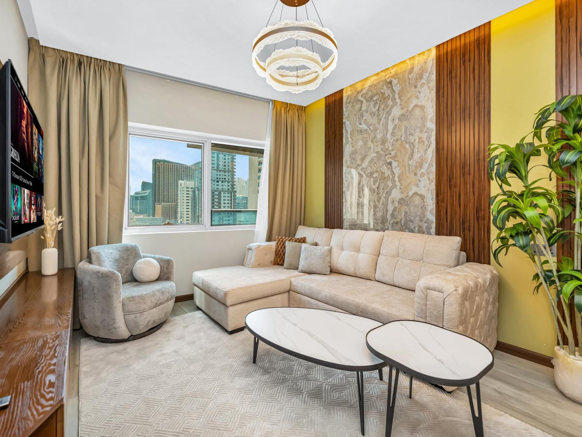 Stylish 1bhk Balcony With Canal View Near Shoba Metro Station Apartment Dubai